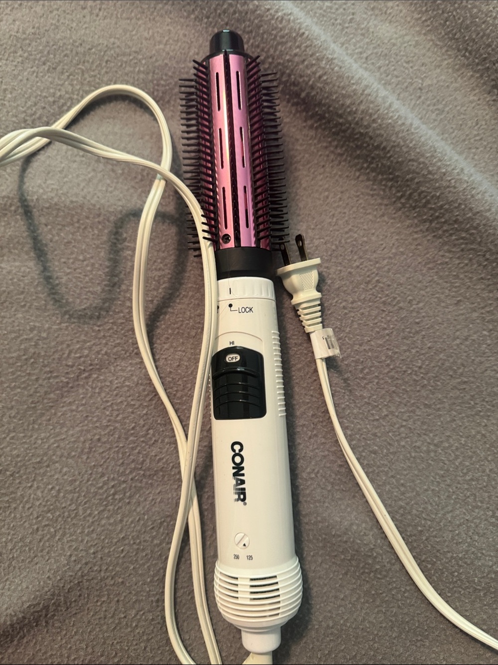 Pink & White Hot Air Brush - 1.25" Volumizing Styler
